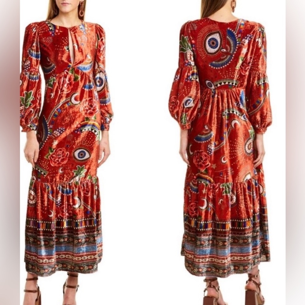 Farm Rio Mystic Red Velvet Maxi Dress